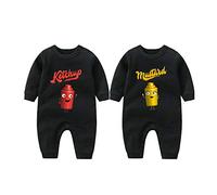 culbutomind Body Bébé Jumeaux Yummz Tomato Ketchup Naissance Vêtement Fille Garçon Cadeaux Manches Longues Jumeau Pyjama(black km 6m)