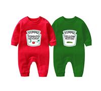 culbutomind Body Bébé Jumeaux Yummz Tomato Ketchup Naissance Vêtement Fille Garçon Cadeaux Manches Longues Jumeau Pyjama(RG L 3m)