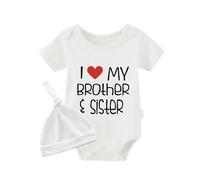 culbutomind Body pour bébé jumeaux avec inscription « I Love My Sister and Brother » - Blanc - XS