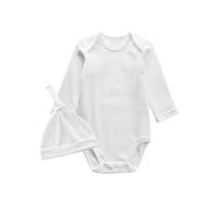 culbutomind Body pour bébé jumeaux - Couleur unie - Vêtement pour nouveau-né - Pyjama pour bébé - Grenouillère - Adorable combinaison avec chapeau, Blanc long, 3-6 mois