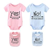 culbutomind Body pour bébé jumeaux "Oui, nous sommes des jumeaux" pour nouveau-nés, garçon et fille, cadeau, à manches courtes, vêtements pour jumeaux avec bavoir, 0-3 mois