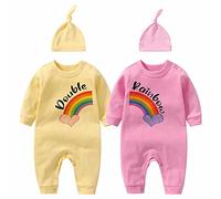 Culbutomind Body pour bébés jumeaux arc-en-ciel triplets - Rompeur mignon pour nourrissons garçon et fille, Jaune/rose., 0-3 mois