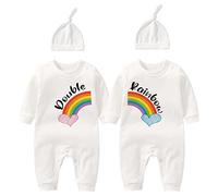 Culbutomind Body pour bébés jumeaux arc-en-ciel triplets - Rompre mignon pour nourrissons garçon fille, blanc, 9-12 mois