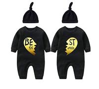culbutomind Body unisexe pour bébé « Born Together Friends Forever » - Grenouillère mignonne avec chapeau - Noir et jaune - Longueur : 3 m