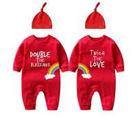 culbutomind Bodysuits pour bébés jumeaux - Doubles les bénédictions. Vêtements pour nouveau-né et nourrisson. Rompers unisexes pour jumeaux avec chapeau, 9-12 mois