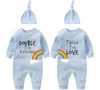culbutomind Bodysuits pour bébés jumeaux - Doubles les bénédictions. Vêtements pour nouveau-né, grenouillère pour nourrisson unisexe. Tenue pour jumeaux avec chapeau, 9-12 mois