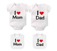 culbutomind Ensemble de jumeaux pour bébé avec inscription « Love Dad Mom » - Blanc - Small