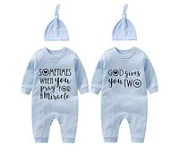 culbutomind Ensemble de jumeaux pour bébé fille garçon Sometimes When You Pray for a Miracle God Gives You Nouveau-né, Blue Sometimes, 1 mois