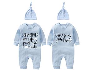 culbutomind Ensemble de jumeaux pour bébé fille garçon Sometimes When You Pray for a Miracle God Gives You Nouveau-né, Blue Sometimes, 1 mois
