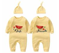 culbutomind Grenouillère d'été pour jumeaux Motif pastèque, jaune, 1 mois