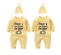 culbutomind Grenouillère jumeaux pour bébé garçon et fille - Joueur - Cadeau de naissance amusant - Vêtement pour bébé, Lecteur jaune, 0-3 mois