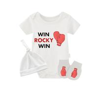 culbutomind Grenouillère pour bébé jumeaux avec gants de boxe Win Rocky pour bébé - Blanc - M