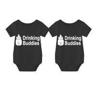 culbutomind Grenouillère pour bébé jumeaux Drinking Buddies Body amusant à manches courtes Cadeau pour naissance bébé garçon fille jumeaux Vêtements pour bébé, Noir Buddies, 0-3 mois