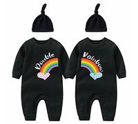 culbutomind Grenouillère pour bébé jumeaux - Motif arc-en-ciel - Pour garçon et fille, Noir , 1 mois