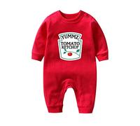 culbutomind Grenouillère pour bébé jumeaux Yummz Tomato Mustard Couleur Fun Cadeau de naissance Premier équipement bébé T-shirt pour bébé, rouge, 3-6 mois