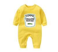 culbutomind Grenouillère pour bébé jumeaux Yummz Tomato Mustard Couleur Fun Cadeau de naissance Premier équipement bébé T-shirt pour bébé, Body jaune, 3-6 mois