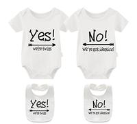 culbutomind Grenouillères pour bébés jumeaux - Nous sommes des jumeaux, pas identiques - Vêtements pour nouveau-nés et tout-petits - Grenouillère mignonne unisexe avec bavettes, blanc, 3-6 Months