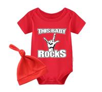 culbutomind This Baby Rocks Infan Baby Twins Vêtements Body nouveau-né garçons manches courtes premier Noël bébé garçon vêtements, red this baby rock, 6-9 mois
