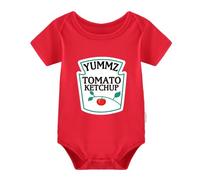 Culbutomind Yummz Tomate Ketchup Moutarde Jaune Rouge et Jaune Grenouillère pour bébés garçons jumeaux - Vêtements pour bébés jumeaux garçons et filles, Rouge, 0-3 Months
