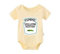 Culbutomind Yummz Tomate Ketchup Moutarde Jaune Rouge et Jaune Grenouillère pour bébés garçons jumeaux - Vêtements pour bébés jumeaux garçons et filles, jaune, 3-6 Months