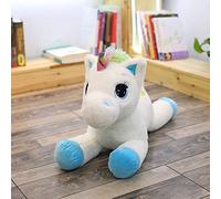 Culcenor Peluche Licorne Arc-en-Ciel, Poney Pégase en Peluche Doux, Oreiller Kawaii avec Crinière Colorée, Coussin de Sommeil Cadeau Anniversaire pour Filles Enfants (Bleu (35-40cm))