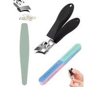 CULEB 1 Pièce Coupe Ongles Coudé avec Limes et Bandes Polissage,Pince Ongles Coudée Large Ouverture,Kit Soins des Ongle Ergonomique,Coupe Ongle Professionnel pour Hommes et Femmes