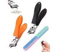 CULEB 2 Pièces Coupe Ongles Coudé avec Lime Polissage Colorée,Pince Ongles Coudée Large Ouverture,Kit de Soins des Ongle Ergonomique,Coupe Ongle Professionnel pour Hommes et Femmes
