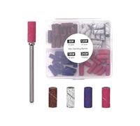 CULEB Embout Ponceuse Ongles,60 Pcs Embout Emeri avec 1 Foret,Granulométrie 80/120/180/240,Materiel Ongle pour Manucure Pédicure,Retirer le Gel à Ongles(4 Couleurs A)