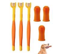 CULEB Lot de 6 Brosse à Dent Chien,3 Brosses à Dents à Triple Tête,3 Brosses à Dents pour Doigts,Kit Brosse à Dent de Nettoyage Des Dents en Silicone pour Chiens Chiots Chats Petits Animaux