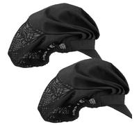 CULEO Accessoires de vêtements de restauration Lot de 2 toques de chef, chapeau de boulanger, chapeau de chef, service alimentaire, filet à cheveux, cuisine, unisexe, avec bord (noir)