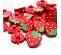 CULER 10pcs / lot Mignon Boutons Fraise Main Cartoon Coudre Boutons en Bois Accueil Accessoires