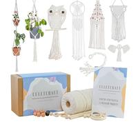 Culetcraft Kit de macramé 153 pièces pour débutants | Comprend un cordon en coton macramé de 130 m, des perles et bâtons en bois, des anneaux en bois et en métal | Boîte cadeau, manuel étape par étape