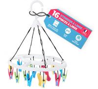 culiclean Sechoir Chaussette - Séchoir Blanc avec 16 Pinces Bleu-Jeune-Vert-Rose - Fabriqué en France - 1 Piè