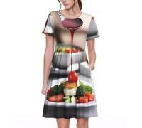 Culinary Bliss Robe d'été décontractée à manches courtes pour femme, noir, XL/4XL