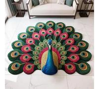 CulinaryTerra Paillasson 3D motif paon réaliste, tapis de salon, tapis de bain en terre de diatomées, super absorbant, ultra fin, antidérapant, séchage rapide, convient sous la porte (J, 60 x 60 cm)