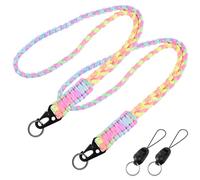 Culinavog 2 Pièces Cordon Tour de Cou en Paracorde, Nylon Cou Cordon avec Boucle Détachable, tour de cou clef, Bandouliere Telephone Portable, Lanyard Braided pour Clés, Badge(Multicolore)