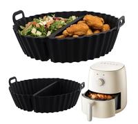 Culinavog 2 Pièces Moule Silicone Air Fryer Réutilisabl, Panier Moule pour Friteuse à Air Chaud,Moule Accessoires Airfryer,Moule Silicone Pot, Silicone Bakeware Noir pour Four Micro-Ondes Cuisine