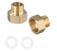 Culinavog 2 Pièces Raccord Fileté en Laiton, 3/8" Mâle à 1/2" Femelle Raccords Réducteur, Réducteur AG/IG avec Joint en Caoutchouc, 3/8" Mâle x 3/4" Femelle pour Eau Raccords de Tuyaux Gaz et Jardin