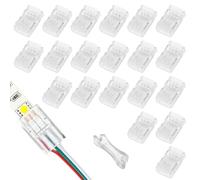 Culinavog 22 Pièces Connecteur Led, Connecteur 4 Broches 10 mm, Comprend Outil à Levier pour Clip de Bande LED, Connecteur Ruban Led pour Bande LED 5050 5630 Monochrome - Transparent