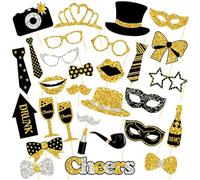 Culinavog 30 Pièces Accessoires Photo Noir - Kit Photobooth DIY Drôle avec Bâtons, Décoration Photobooth pour Mariages, Anniversaires, Noël et Célébrations