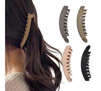 Culinavog 4 Pièces Pinces à Cheveux Banane Mat Vintage - Barrette Banane Femme et Fille, Pince Queue de Cheval Antidérapante, Plastique Durable, pour Cheveux Épais et Fins (Colorées)