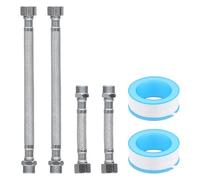 Culinavog 4 PiècesTuyaux Flexibles 3/8", Raccordement de Flexible Robinet, Tressé Acier Inoxydable Rallonge Lavabo Tubes, Tuyau pour Robinet, Mitigeur, Cuisine, Lavabo(20 CM/10 CM)