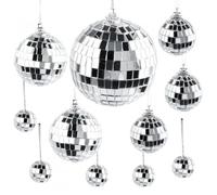 Culinavog Boule à facettes Miroir, Éclairage Argenté, Décoration à Suspendre, Miroir Boule Disco, Disco Ball pour Sphère Club Soirées Ambiance Disco Célébration de Mariage Fête Soirée Danse Noël