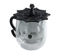 Culinavog Chat Tasse à Café Double Paroi 270 ml, Verre à Thé Chat Mug Mignon, Tasse à Thé Latte Cappuccino, Noir Verre Double Paroi pour Macchiato/Lait Résistant à la chaleur