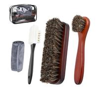 Culinavog Kit d'Entretien Chaussures 5 Pièces avec Sac de Rangement - Crin de Cheval et Microfibre pour Cuir Lisse et Daim - Brosse à Lustrer et Brosse à Daim - Nettoyage Sans Rayures