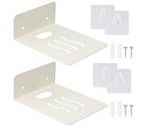 Culinavog Lot de 2 Petites Etagere Murale, 15.5cm Mini Etagere Murale, etageres murales INOX sans percage avec 4 accroche Cadre sans Trou et 4 des vis pour Salon,Chambre, Salle de Bain,Cuisine etc