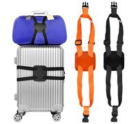 Culinavog Lot de 2 Sangles de Valise de Qualité Supérieure, Sangle de Bagage Voyage Réglable Élastique, Ceinture Valise Attrayante et Sûre, Résistante Facile à Repérer Noir et Orange