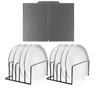 Culinavog Lot de 2 Support de Planche à Découper Noir, Porte Planche à Découper avec 5 Fentes, Rangement Planche a Decouper - Rangement Gain de Place pour Plan de Travail ou Placard