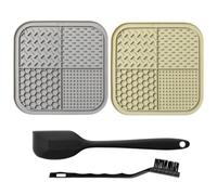 Culinavog Lot de 2 Tapis De Léchage Chien, Silicone de Qualité Alimentaire, Tapis de Léchage Chien avec Ventouses, avec Spatule et Brosse, Ralentit L'alimentation pour Nourriture, Friandises, Yaourts