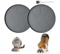 Culinavog Lot de 2 tapis de nourriture pour chat, 27,5 × 27,5 × 1 cm, tapis antidérapant en silicone facile à nettoyer, lavable, tapis de table rond pour le sol, tapis d'alimentation pour chats pour